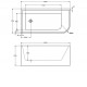 1500x750x610mm Corner Bathtub Left Corner Back to Wall Acrylic White Bath Tub